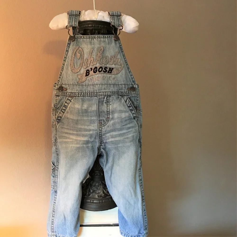 OSHKOSH Felt Logo Denim Overalls | 18M